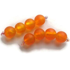 As Low As $2 Silver Lined Swirled Orange 15.0mm Handmade Lampwork Beads (4)